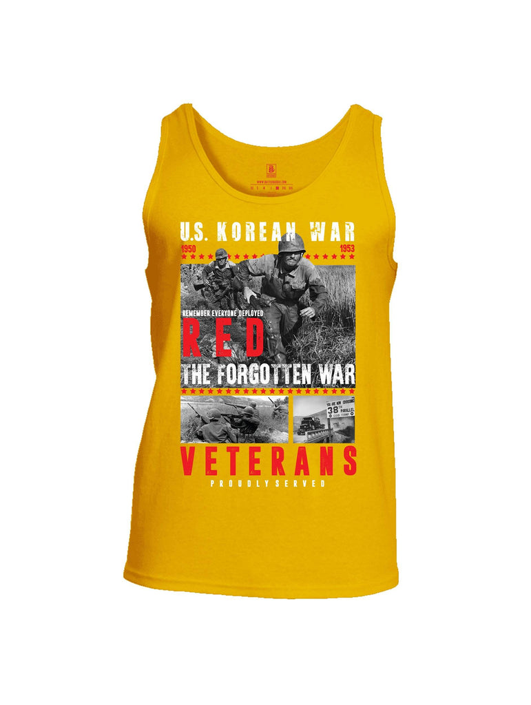 Battleraddle U.S. Korean War RED Remember Everyone Deployed The Forgotten War Veterans Proudly Served Mens Cotton Tank Top shirt|custom|veterans|Apparel-Mens Tank Top-Cotton