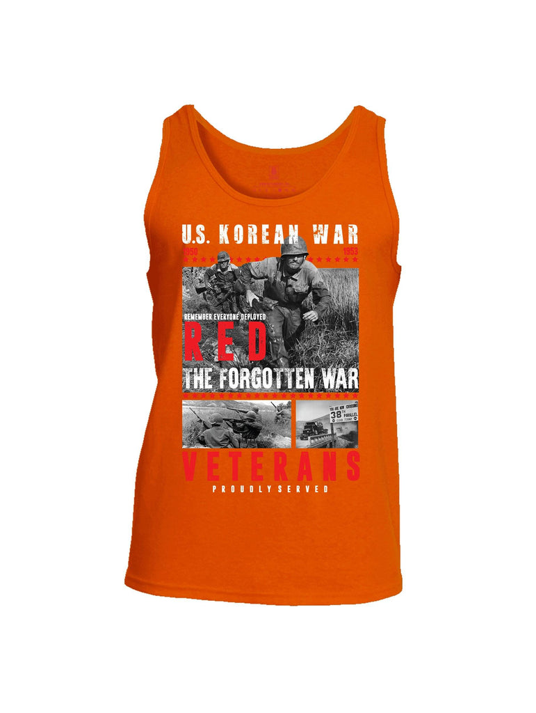 Battleraddle U.S. Korean War RED Remember Everyone Deployed The Forgotten War Veterans Proudly Served Mens Cotton Tank Top shirt|custom|veterans|Apparel-Mens Tank Top-Cotton