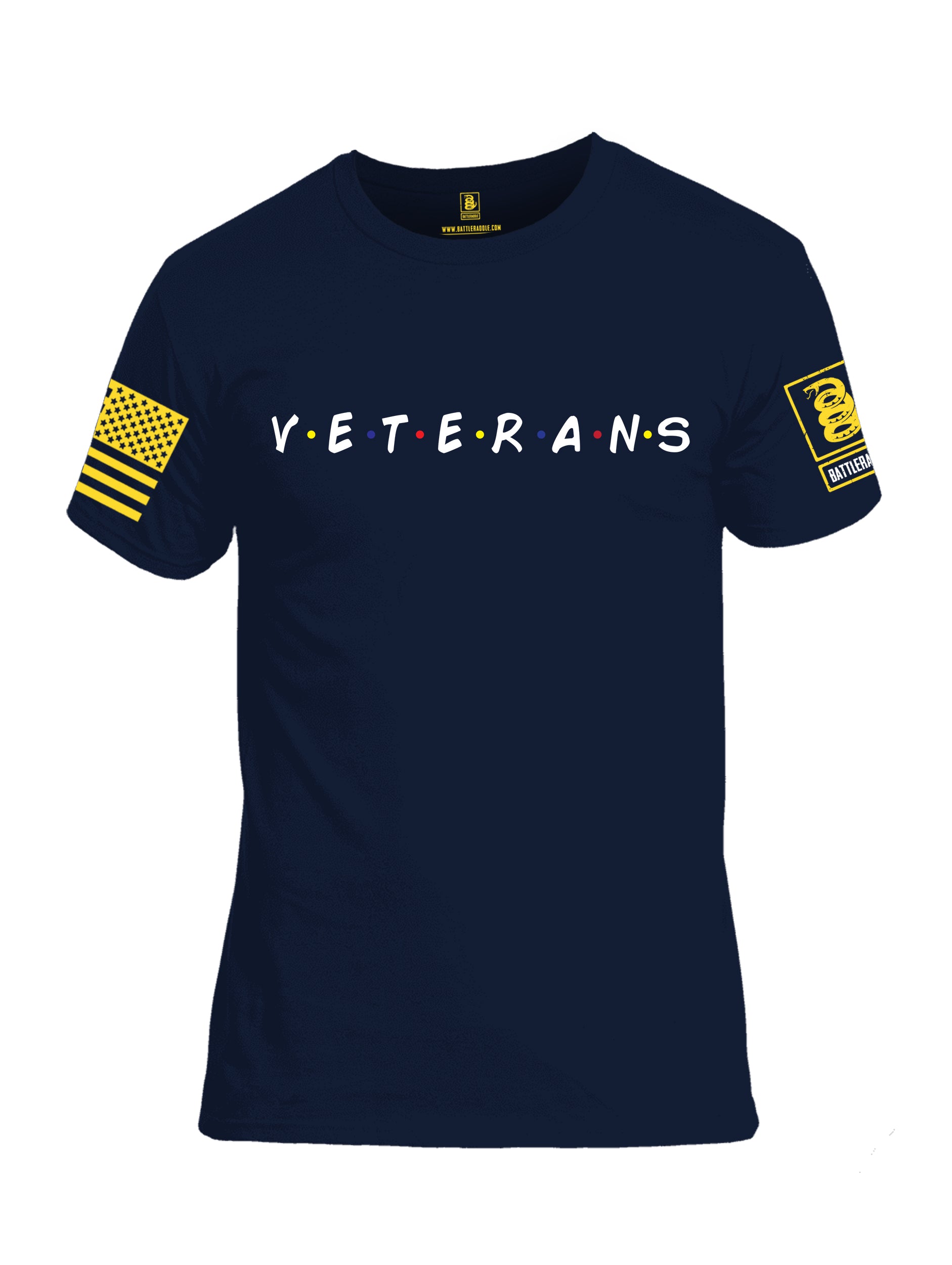 Battleraddle Veterans Yellow Sleeve Print Mens Cotton Crew Neck T Shir ...