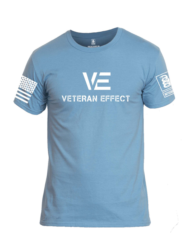 Battleraddle Veteran Effect White Sleeve Print Mens Cotton Crew Neck T Shirt
