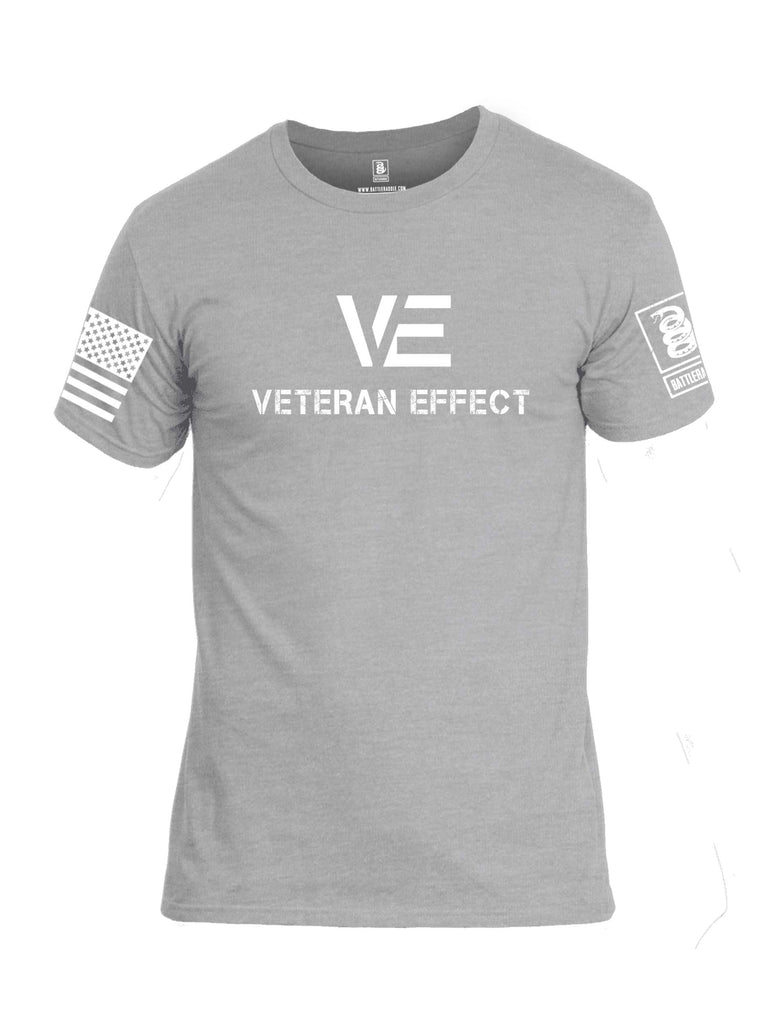 Battleraddle Veteran Effect White Sleeve Print Mens Cotton Crew Neck T Shirt