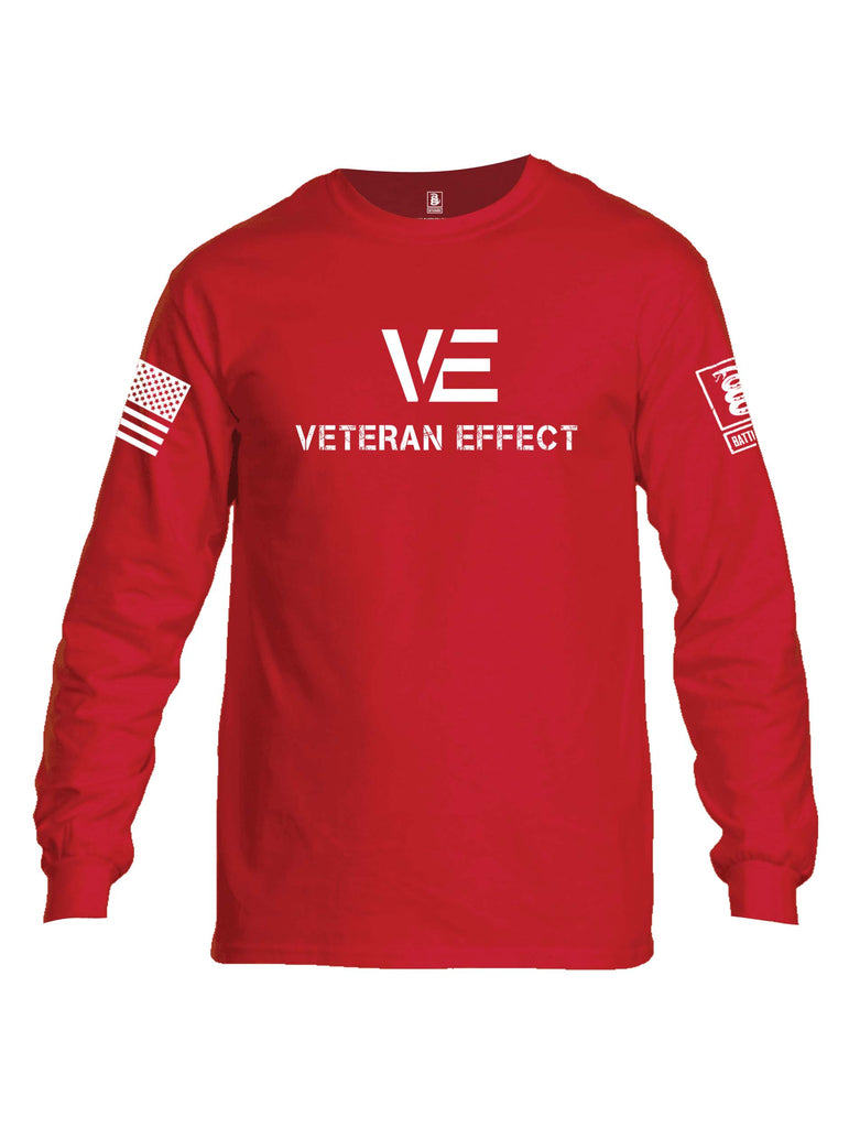Battleraddle Veteran Effect White Sleeve Print Mens Cotton Long Sleeve Crew Neck T Shirt