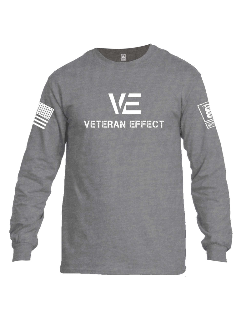 Battleraddle Veteran Effect White Sleeve Print Mens Cotton Long Sleeve Crew Neck T Shirt