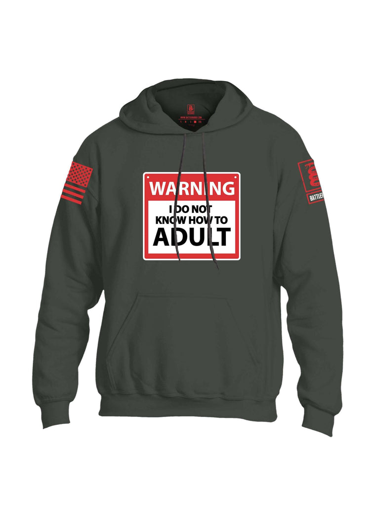 Battleraddle Warning I Do Not Know How To Adult Red Sleeve Print Mens Blended Hoodie With Pockets shirt|custom|veterans|Apparel-Mens Hoodies-Cotton/Dryfit Blend
