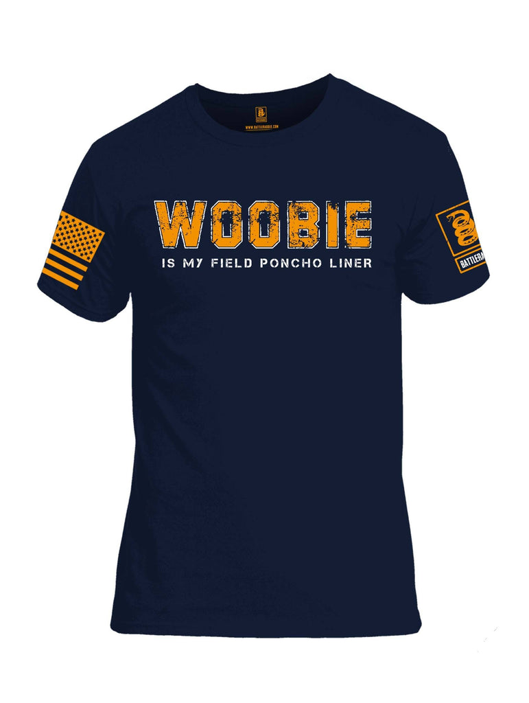 Battleraddle Woobie Is My Field Poncho Liner Orange Sleeve Print Mens Cotton Crew Neck T Shirt shirt|custom|veterans|Apparel-Mens T Shirt-cotton
