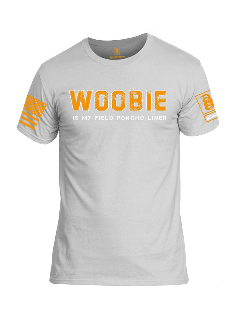 Battleraddle Woobie Is My Field Poncho Liner Orange Sleeve Print Mens Cotton Crew Neck T Shirt shirt|custom|veterans|Apparel-Mens T Shirt-cotton