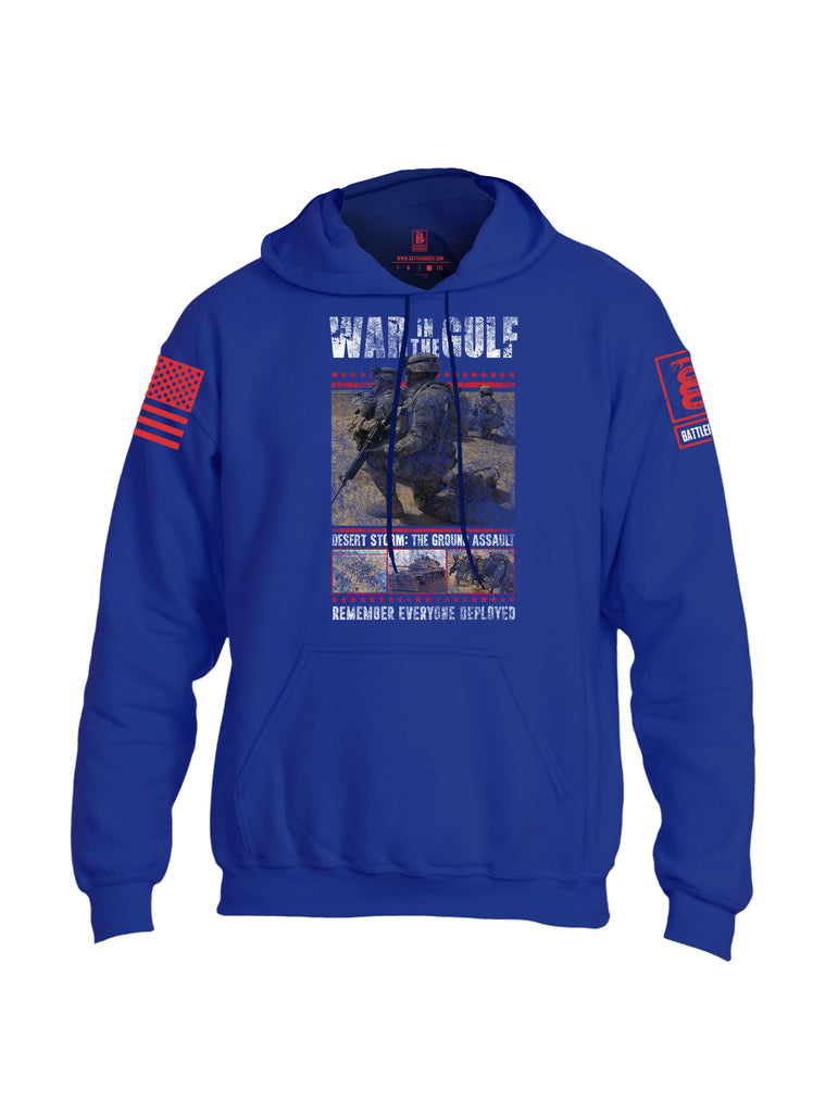 Battleraddle War In The Gulf Desert Storm The Ground Assault Remember Everyone Deployed Red Sleeve Print Mens Blended Hoodie With Pockets
