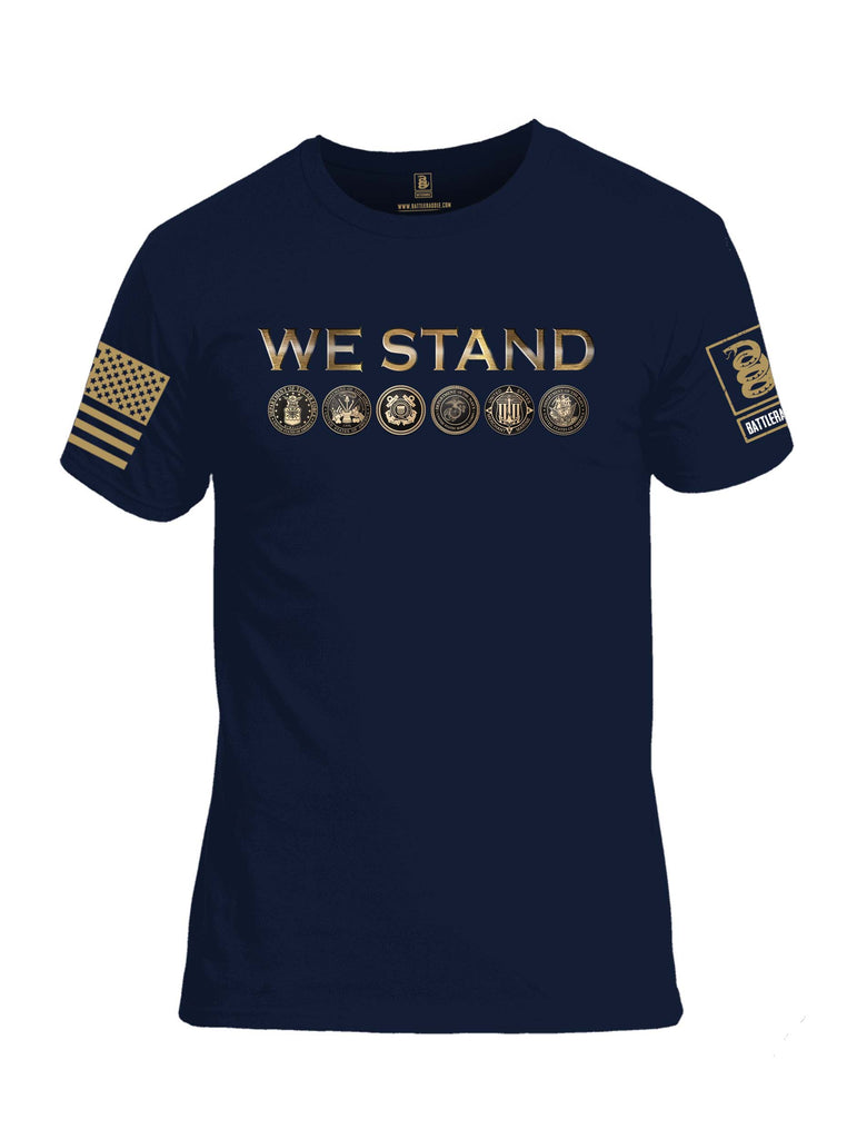 Battleraddle We Stand Brass Sleeve Print Mens 100% Battlefit Polyester Crew Neck T Shirt