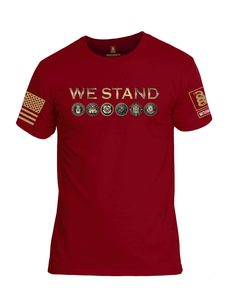 Battleraddle We Stand Brass Sleeve Print Mens Cotton Crew Neck T Shirt