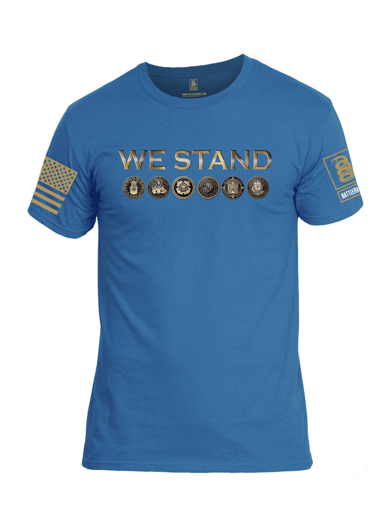 Battleraddle We Stand Brass Sleeve Print Mens 100% Battlefit Polyester Crew Neck T Shirt