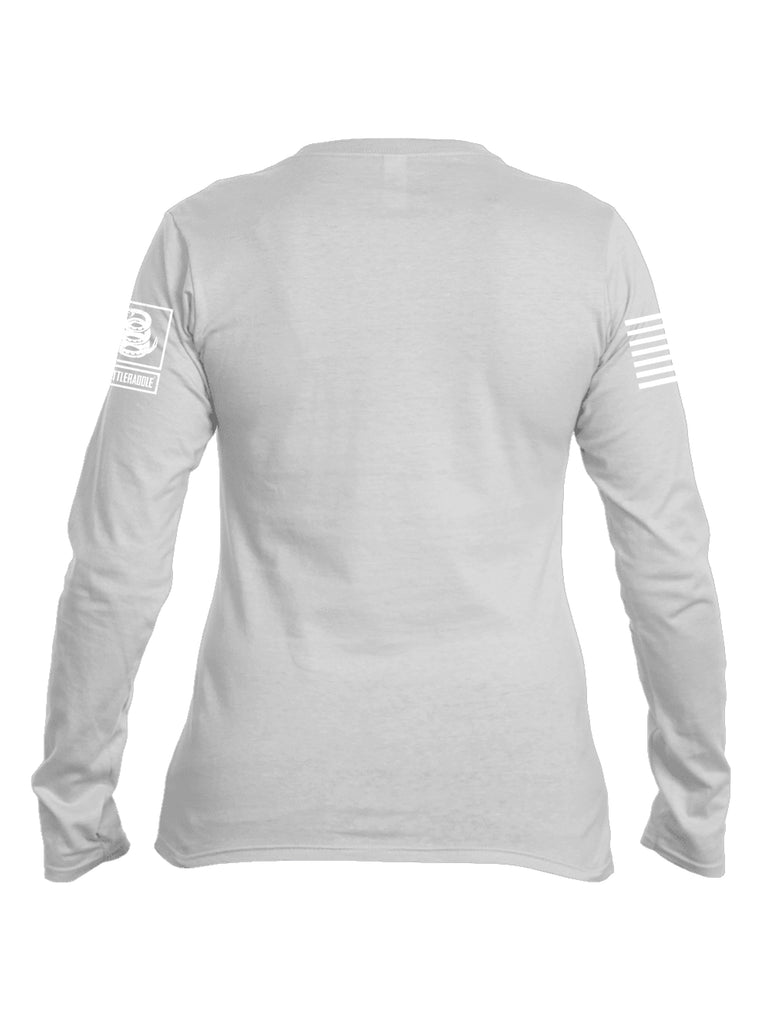 Battleraddle Gun And Bullet Flag Regular Stars V2 White Sleeve Print Womens Cotton Long Sleeve Crew Neck T Shirt