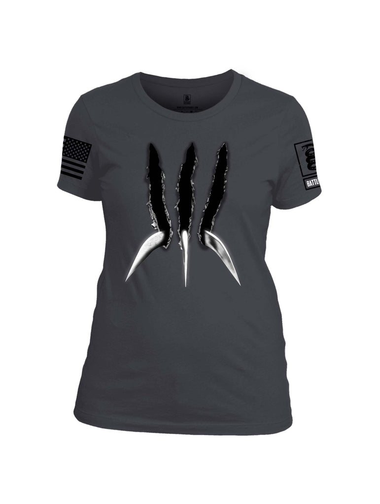Battleraddle Wolve Adamantium Black Sleeve Print Womens Cotton Crew Neck T Shirt