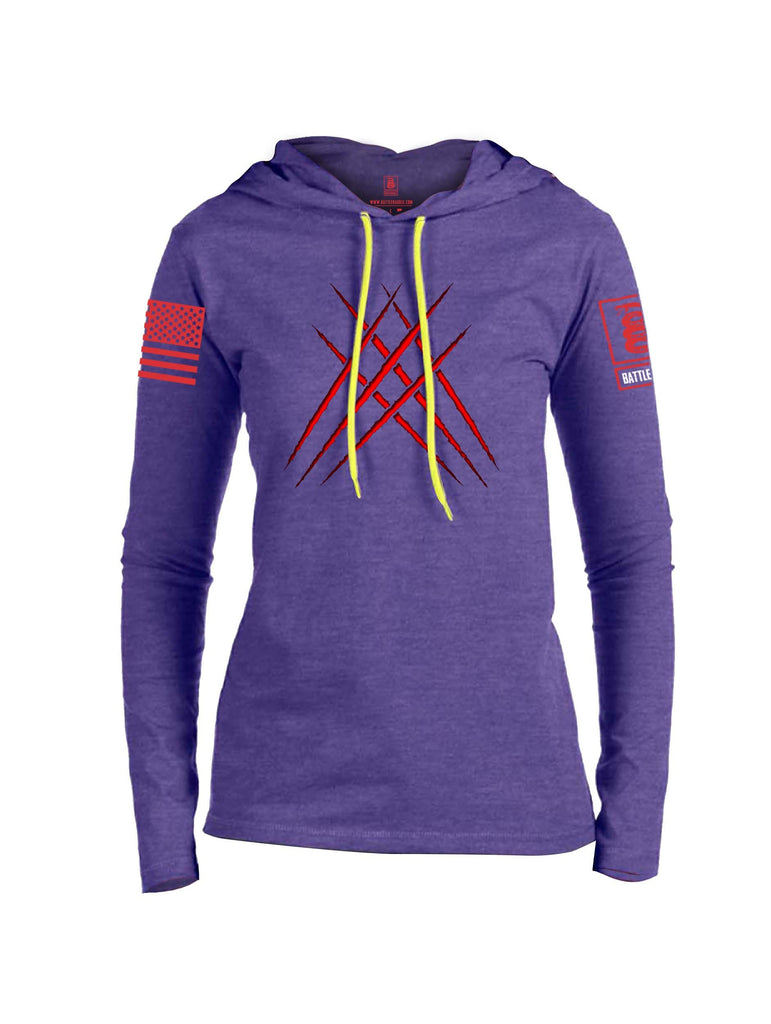 Battleraddle Wolve Adamantium Claws V2 Black Sleeve Print Womens Thin Cotton Lightweight Hoodie