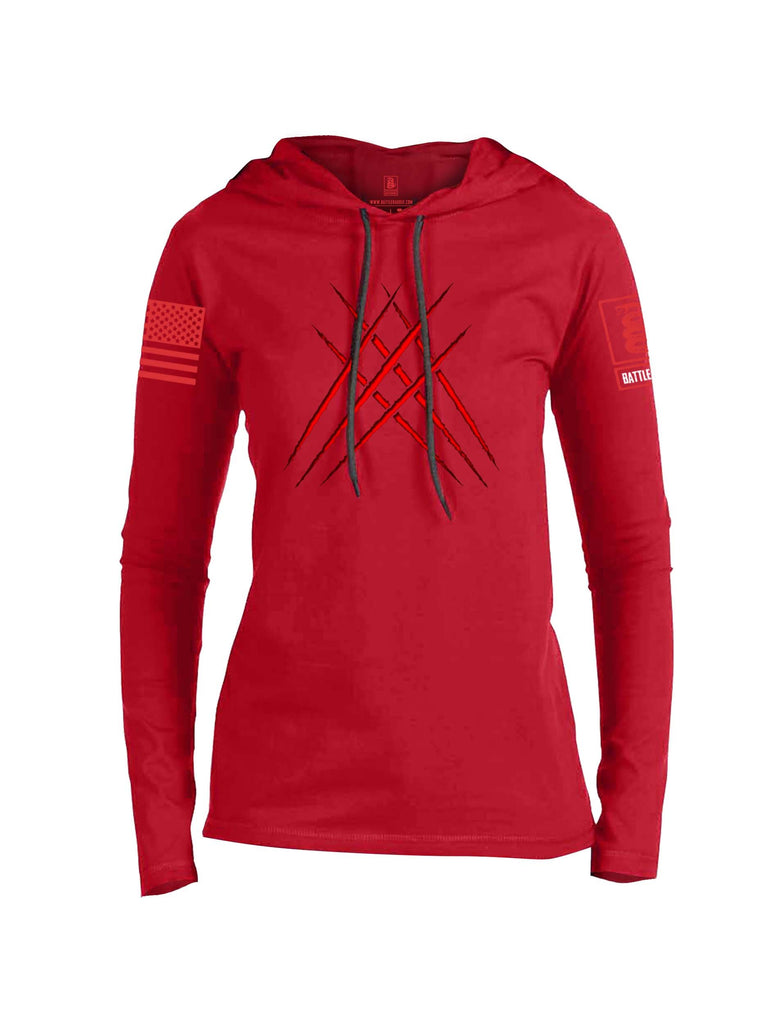 Battleraddle Wolve Adamantium Claws V2 Black Sleeve Print Womens Thin Cotton Lightweight Hoodie