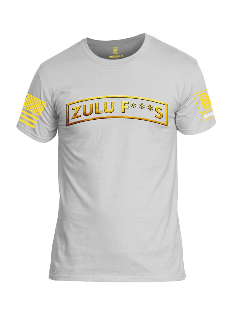 Battleraddle Zulu F***s Yellow Sleeve Print Mens 100% Battlefit Polyester Crew Neck T Shirt