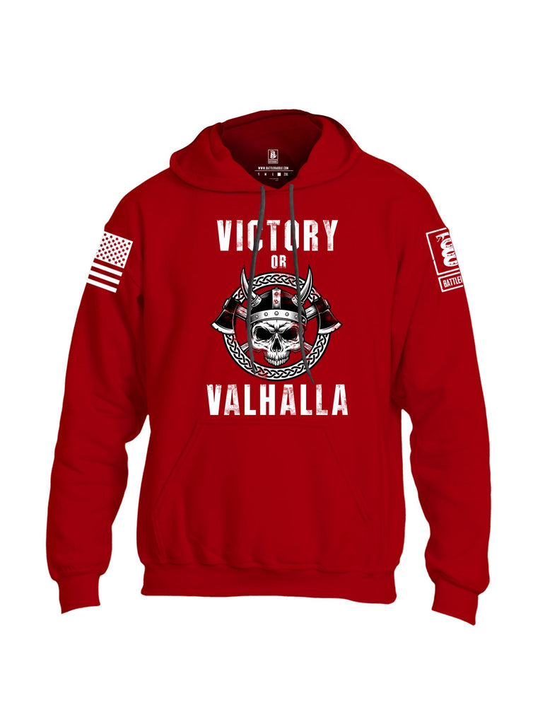 Battleraddle Victory Or Valhalla White Sleeves Uni Cotton Blended Hoodie With Pockets