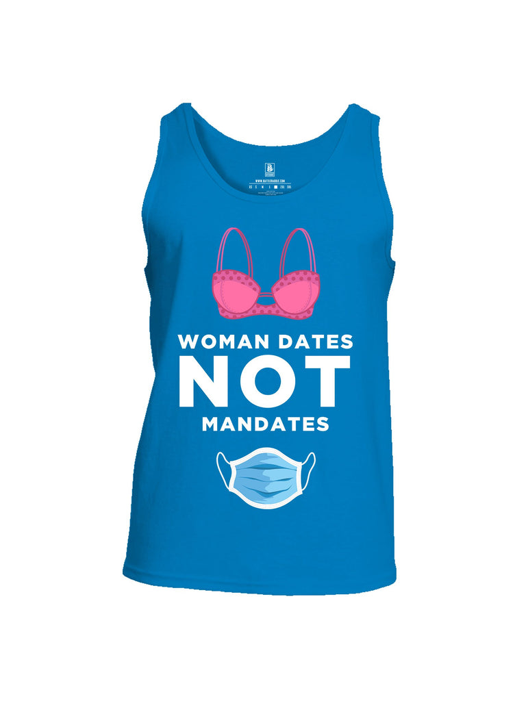 Battleraddle Woman Dates Not Mandates White Sleeves Men Cotton Cotton Tank Top