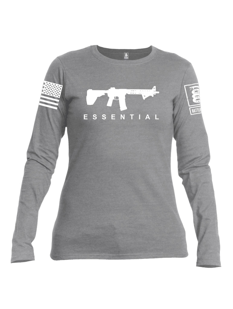 Battleraddle Ar15 Essential White {sleeve_color} Sleeves Women Cotton Crew Neck Long Sleeve T Shirt