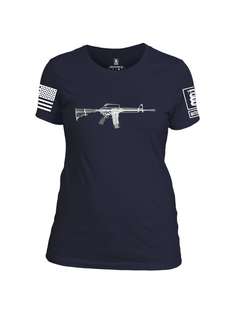 Battleraddle M4 Xray White Sleeves Women Cotton Crew Neck T-Shirt