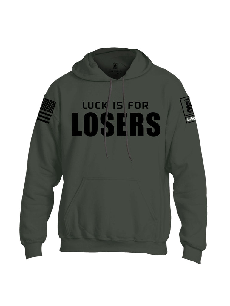 Battleraddle Luck Is For Losers Black Sleeves Uni Cotton Blended Hoodie With Pockets