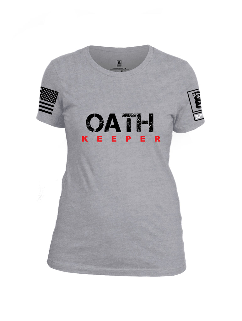 Battleraddle Oath Keeper Black {sleeve_color} Sleeves Women Cotton Crew Neck T-Shirt