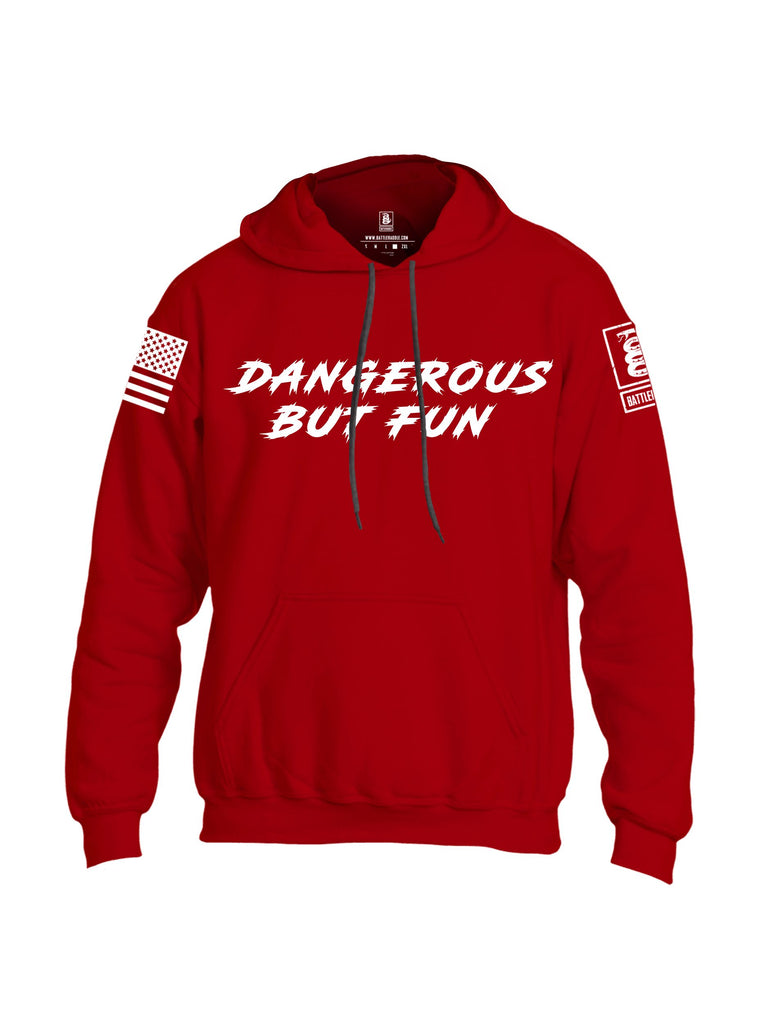 Battleraddle Dangerous But Fun White Sleeves Uni Cotton Blended Hoodie With Pockets