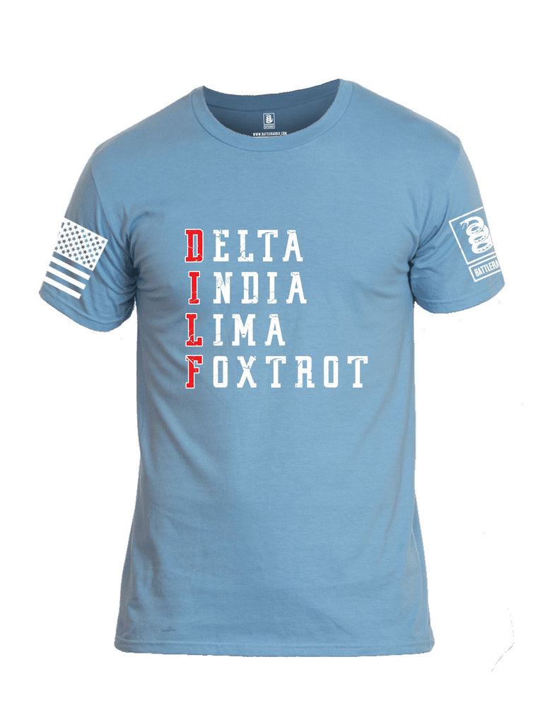 Battleraddle Delta India Lima Foxtrot White Sleeves Men Cotton Crew Neck T-Shirt