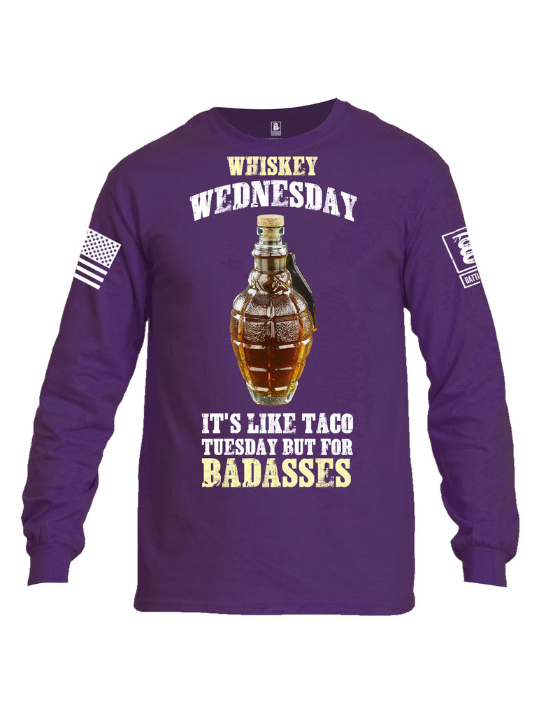 Battleraddle Whiskey Wednesday Is Like Taco Tuesday But For Badasses {sleeve_color} Sleeves Men Cotton Crew Neck Long Sleeve T Shirt