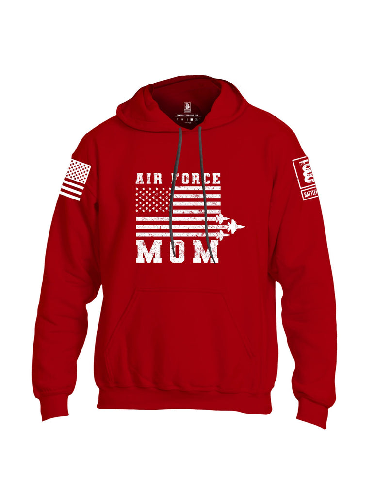 Battleraddle Air Force Mom Flag White Sleeves Uni Cotton Blended Hoodie With Pockets