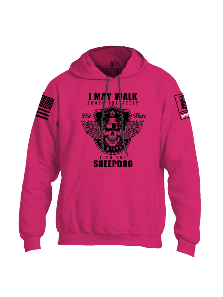 Battleraddle I May Walk Among The Sheep But Make No Mistake I Am The Sheepdog Black Sleeves Uni Cotton Blended Hoodie With Pockets