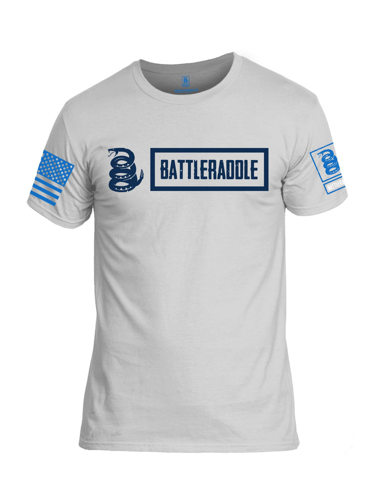 Battleraddle Battleraddle Original Logo Blue Mid Blue Sleeves Men Cotton Crew Neck T-Shirt