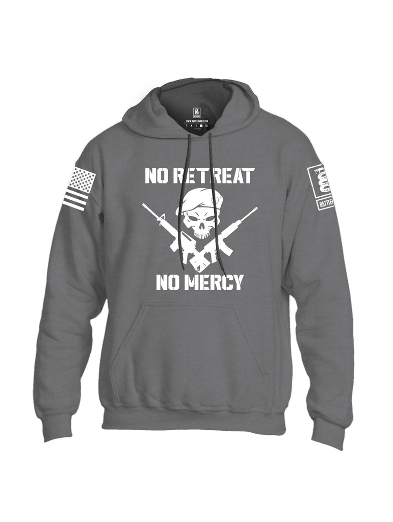 Battleraddle No Retreat No Mercy White Sleeves Uni Cotton Blended Hoodie With Pockets