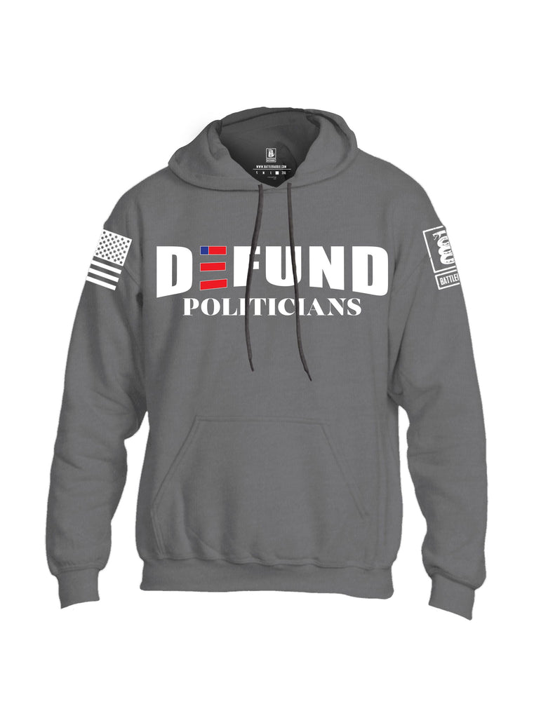 Battleraddle Defund Politicians White Sleeves Uni Cotton Blended Hoodie With Pockets