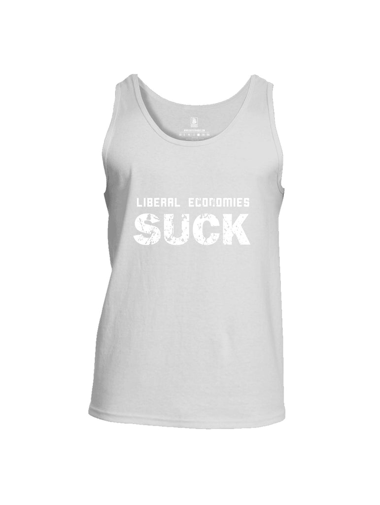 Battleraddle Liberal Economies Suck White Sleeves Men Cotton Cotton Tank Top