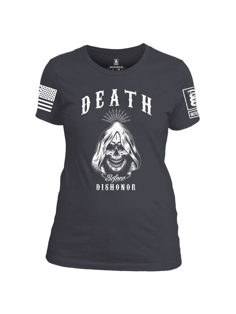 Battleraddle Death Before Dishonor White Sleeves Women Cotton Crew Neck T-Shirt