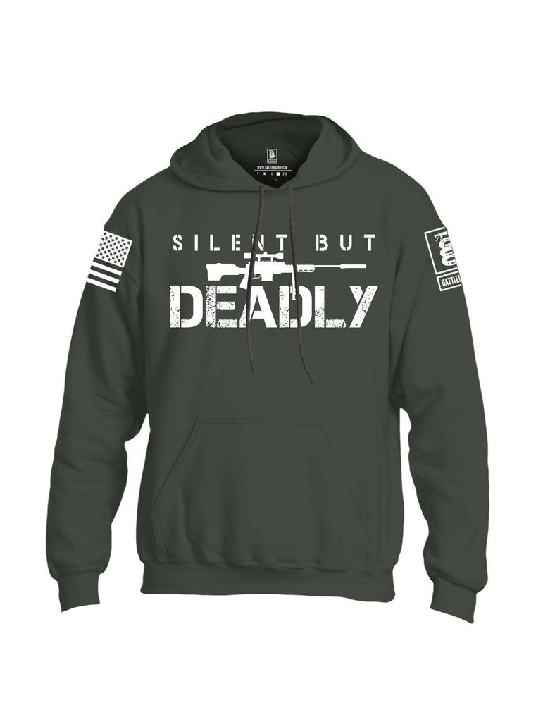 Battleraddle Silent But Deadly White Sleeves Uni Cotton Blended Hoodie With Pockets