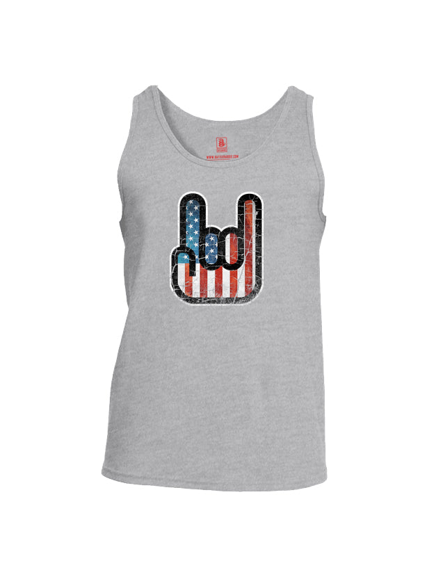 Battleraddle Hand Gesture USA Flag V2 Mens Cotton Tank Top