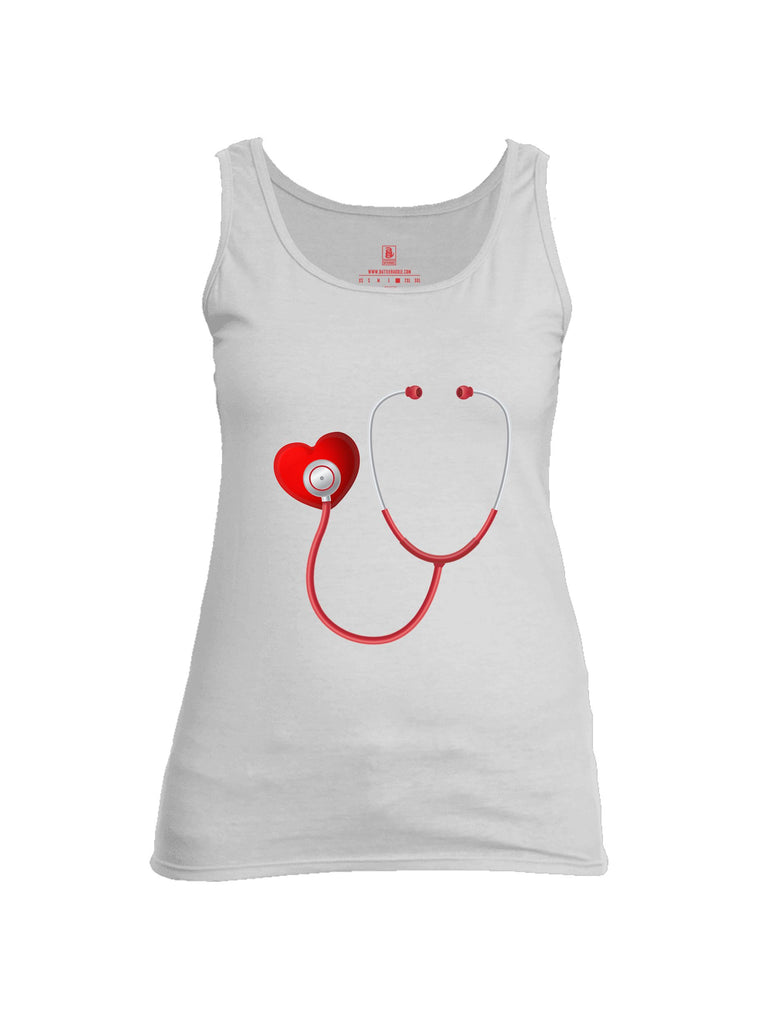 Battleraddle Heart Stethoscope Red Sleeves Women Cotton Cotton Tank Top