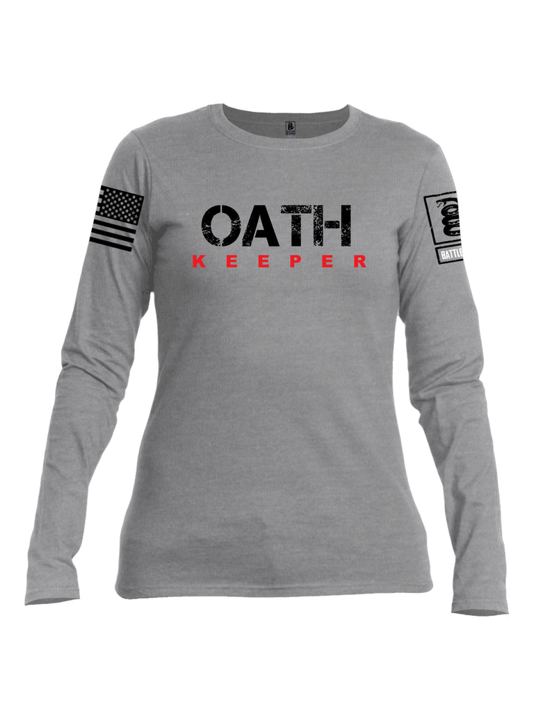 Battleraddle Oath Keeper Black {sleeve_color} Sleeves Women Cotton Crew Neck Long Sleeve T Shirt