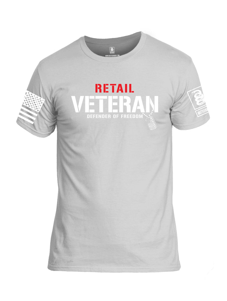 Battleraddle Retail Veteran Defender Of Freedom White Sleeves Men Cotton Crew Neck T-Shirt