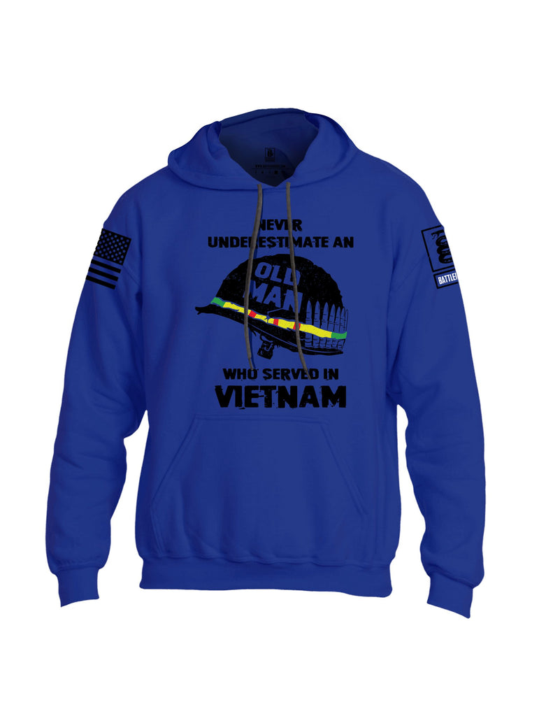 Battleraddle Never Underestimate An Old Man Who Served In Vietnam Black Sleeves Uni Cotton Blended Hoodie With Pockets