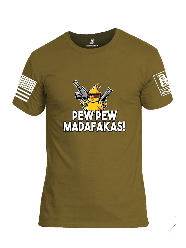 Battleraddle Pew Pew Madafakas White Sleeves Men Cotton Crew Neck T-Shirt