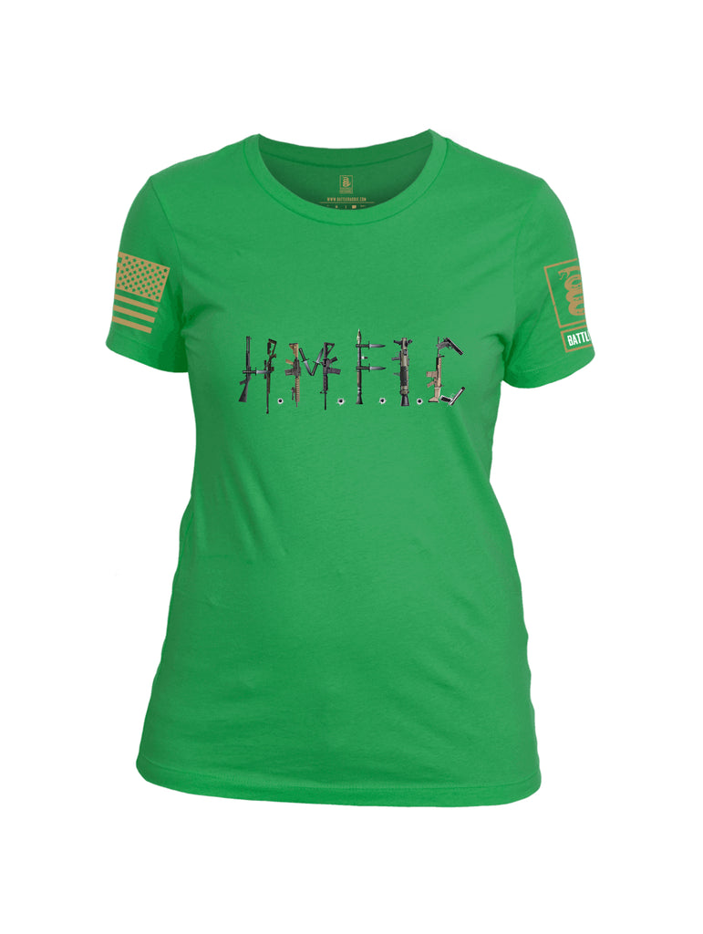 Battleraddle Hmfic Rifles {sleeve_color} Sleeves Women Cotton Crew Neck T-Shirt