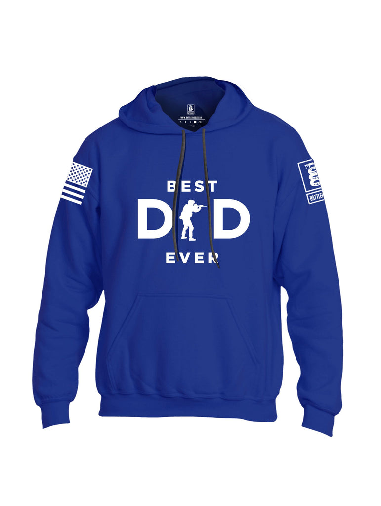Battleraddle Best Dad Ever White Sleeves Uni Cotton Blended Hoodie With Pockets