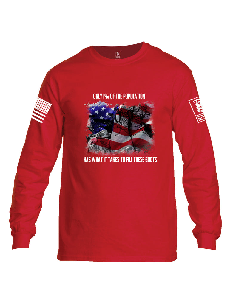 Battleraddle Only 1% Of The Population Has What It Takes To Fill These Boots If You Serve Our Nation Thank You {sleeve_color} Sleeves Men Cotton Crew Neck Long Sleeve T Shirt
