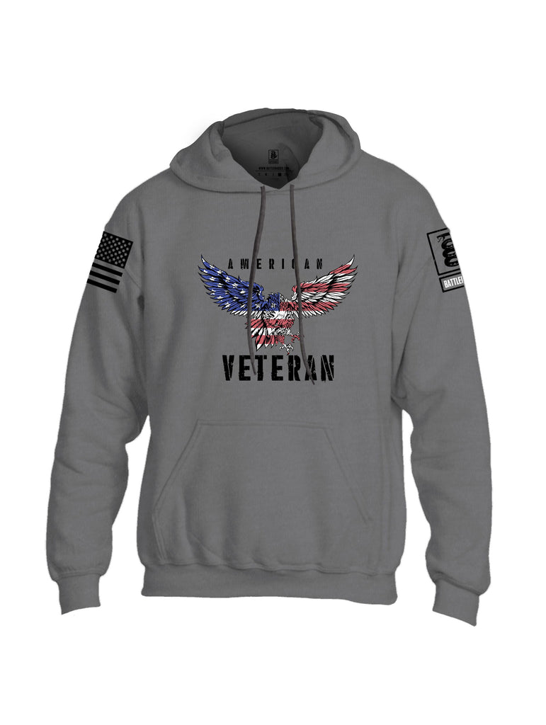 Battleraddle American Veteran Eagle Black Sleeves Uni Cotton Blended Hoodie With Pockets