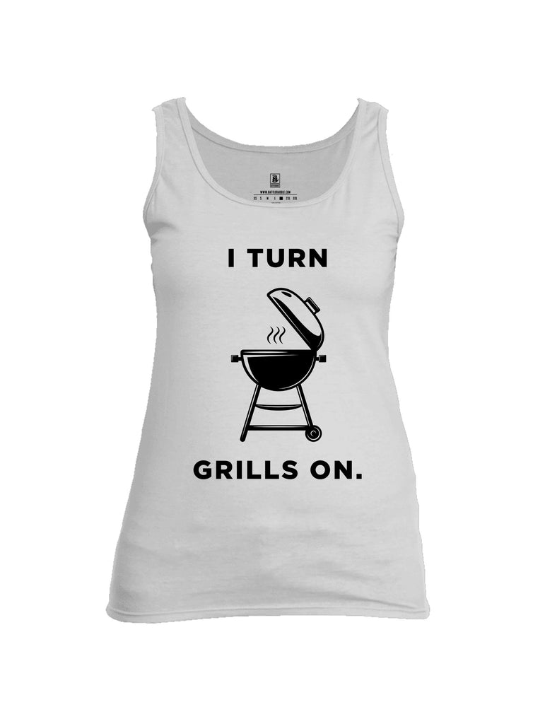 Battleraddle I Turn Grills On Black Sleeves Women Cotton Cotton Tank Top