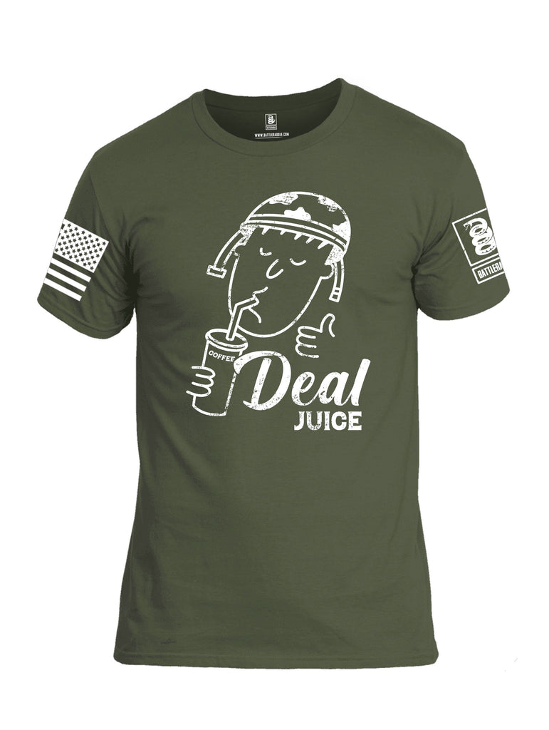 Battleraddle Deal Juice White Sleeves Men Cotton Crew Neck T-Shirt