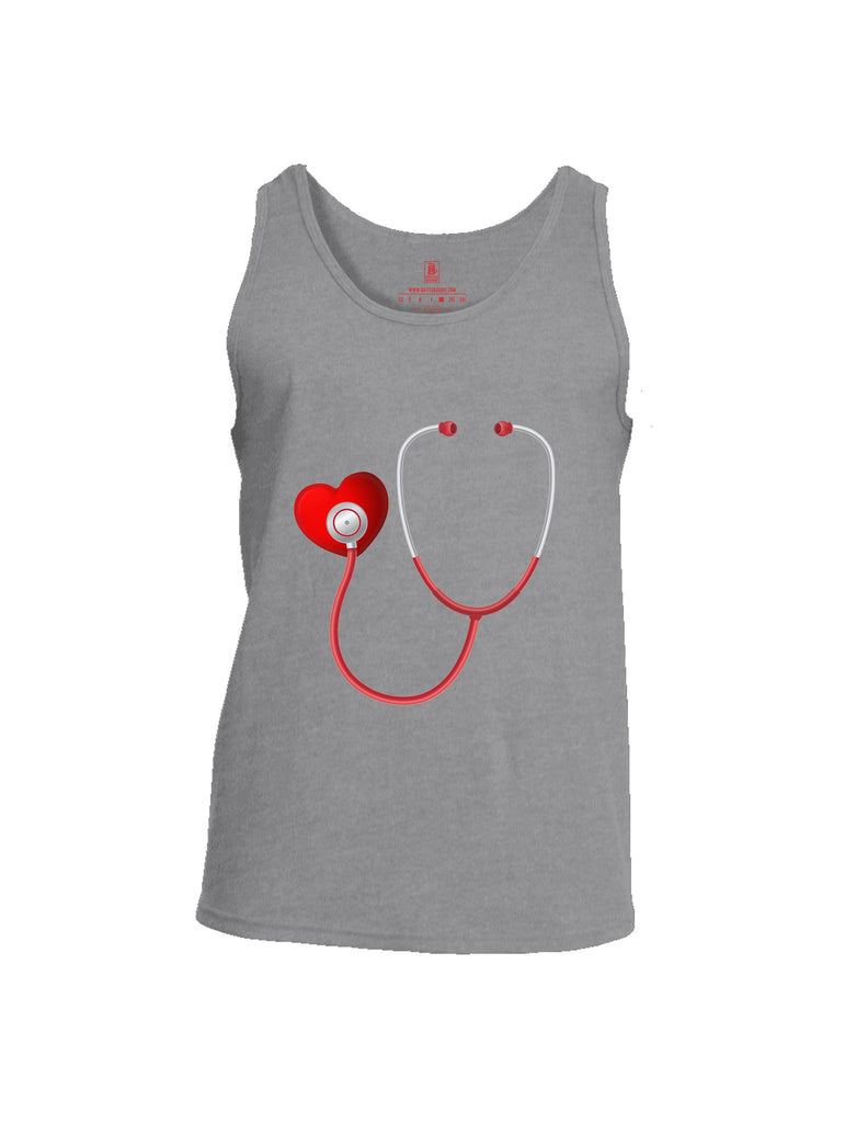 Battleraddle Heart Stethoscope Red Sleeves Men Cotton Cotton Tank Top