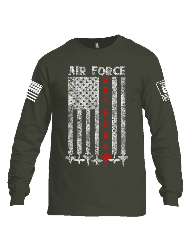 Battleraddle Air Force Veteran White Sleeve Print Mens Cotton Long Sleeve Crew Neck T Shirt